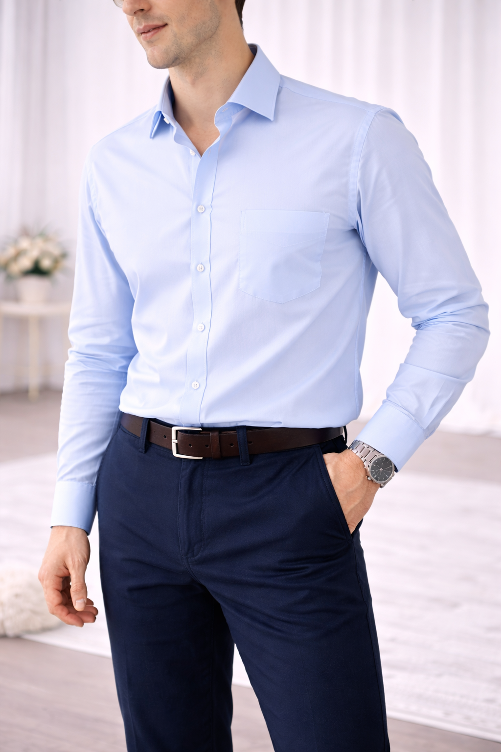 Men Formal Blue Shirt
