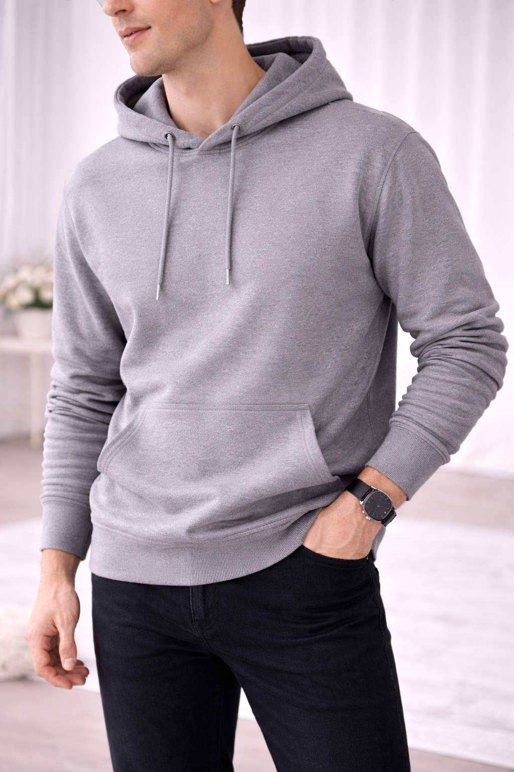 Men Solid Hoodie